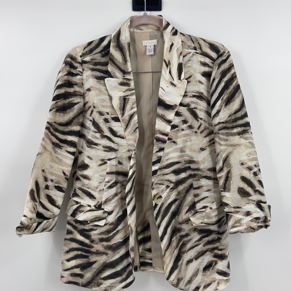 Chico’s linen blend animal print jacket - Picture 11 of 12